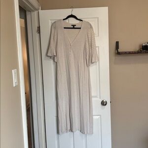 RW&CO. Cream Midi Dress with Button Detail